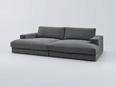 Canapé Leonard Bobochic, 4 places droit fixe compact assise profonde, coloris gris foncé