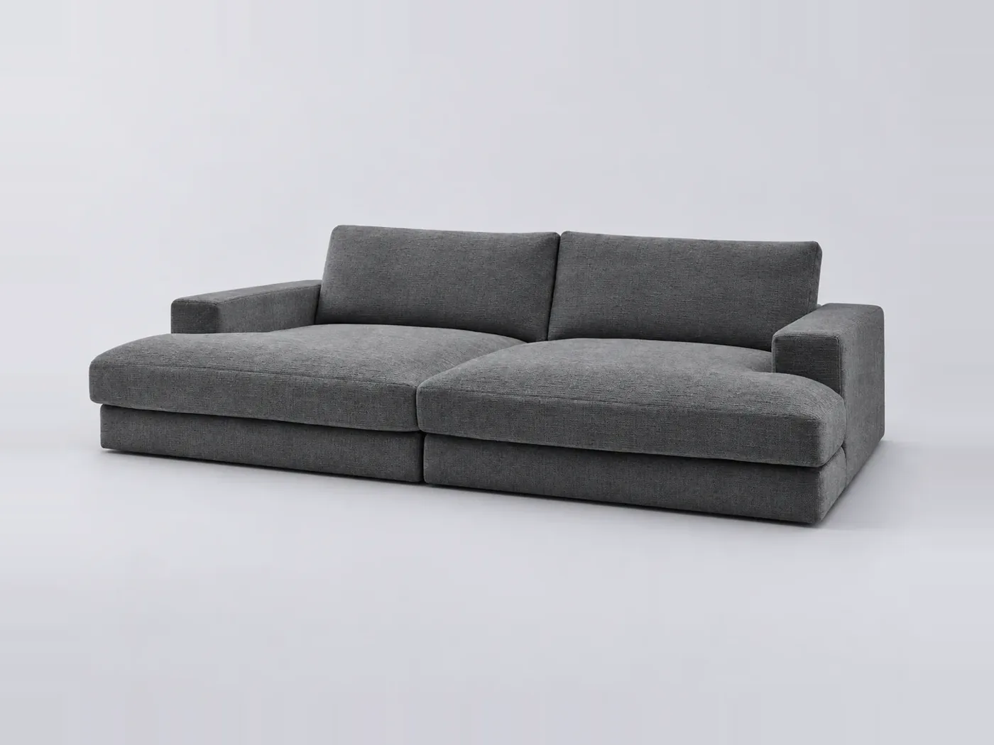 Canapé Leonard Bobochic, 4 places droit fixe compact assise profonde, coloris gris foncé