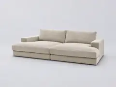 Canapé Leonard Bobochic, 4 places droit fixe assise profonde, coloris beige