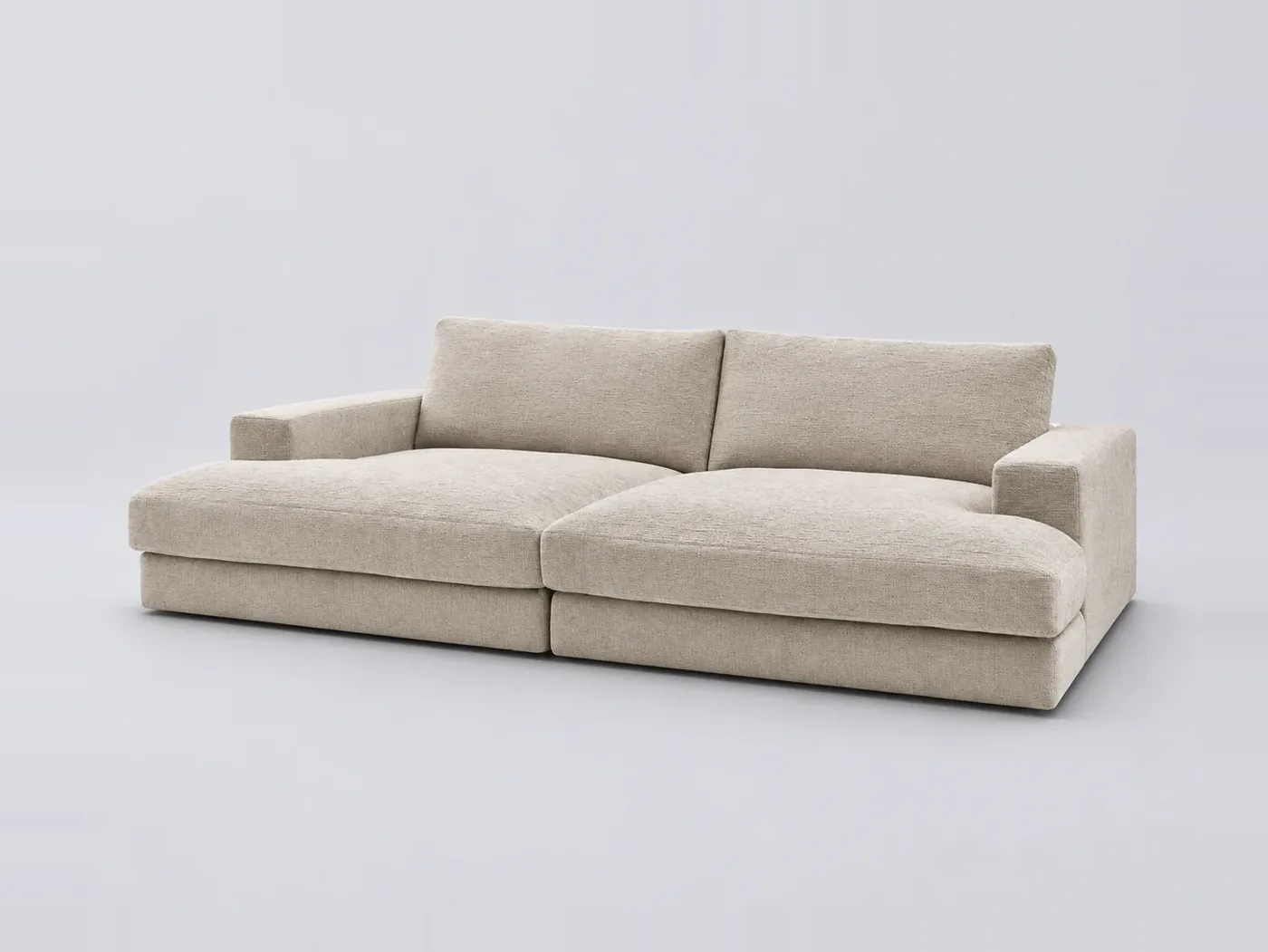 Canapé Leonard Bobochic, 4 places droit fixe assise profonde, coloris beige