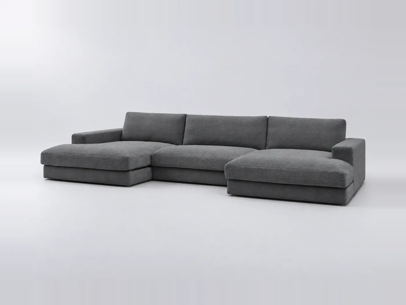 Canapé Leonard Bobochic, 4 places panoramique fixe compact, coloris gris foncé