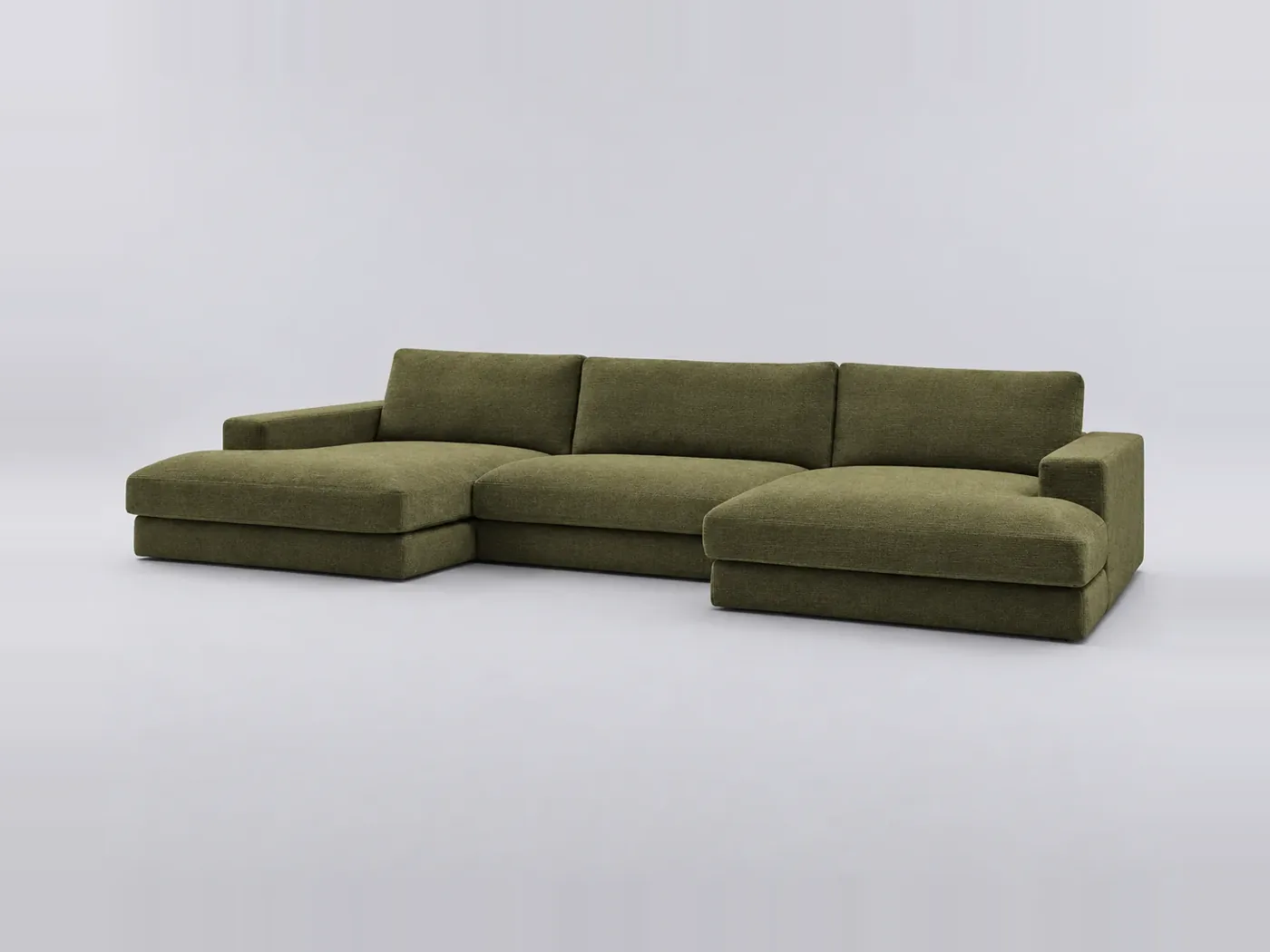 Canapé Leonard Bobochic, 4 places panoramique fixe compact, coloris vert