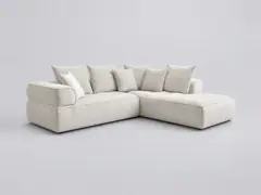 Canapé Whesley Bobochic, 4 places d'angle fixe, coloris beige