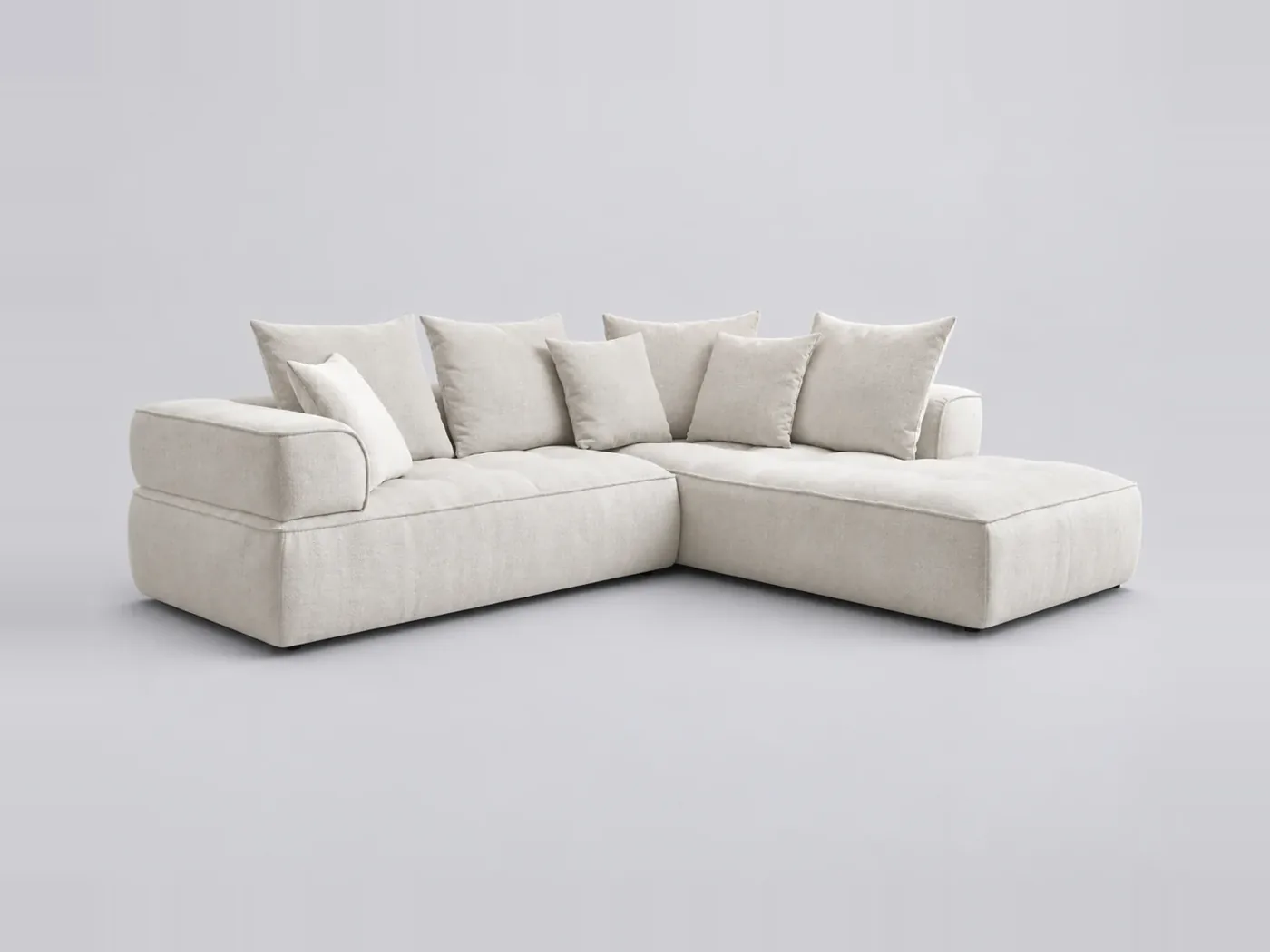 Canapé Whesley Bobochic, 4 places d'angle fixe, coloris beige