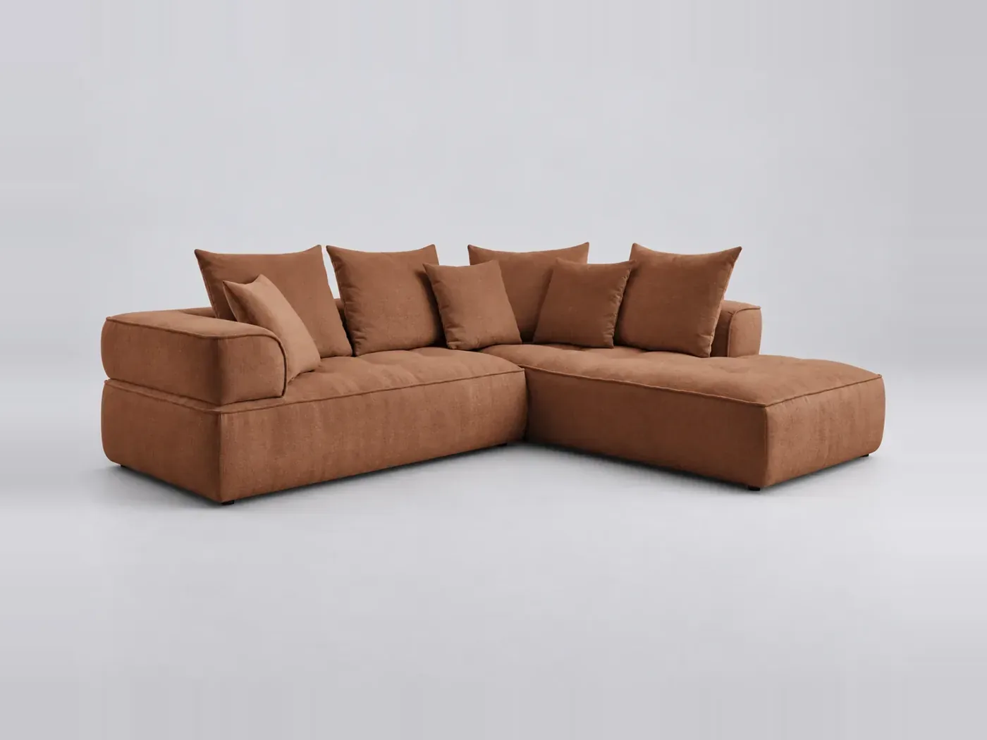Canapé Whesley Bobochic, 4 places d'angle fixe, coloris orange