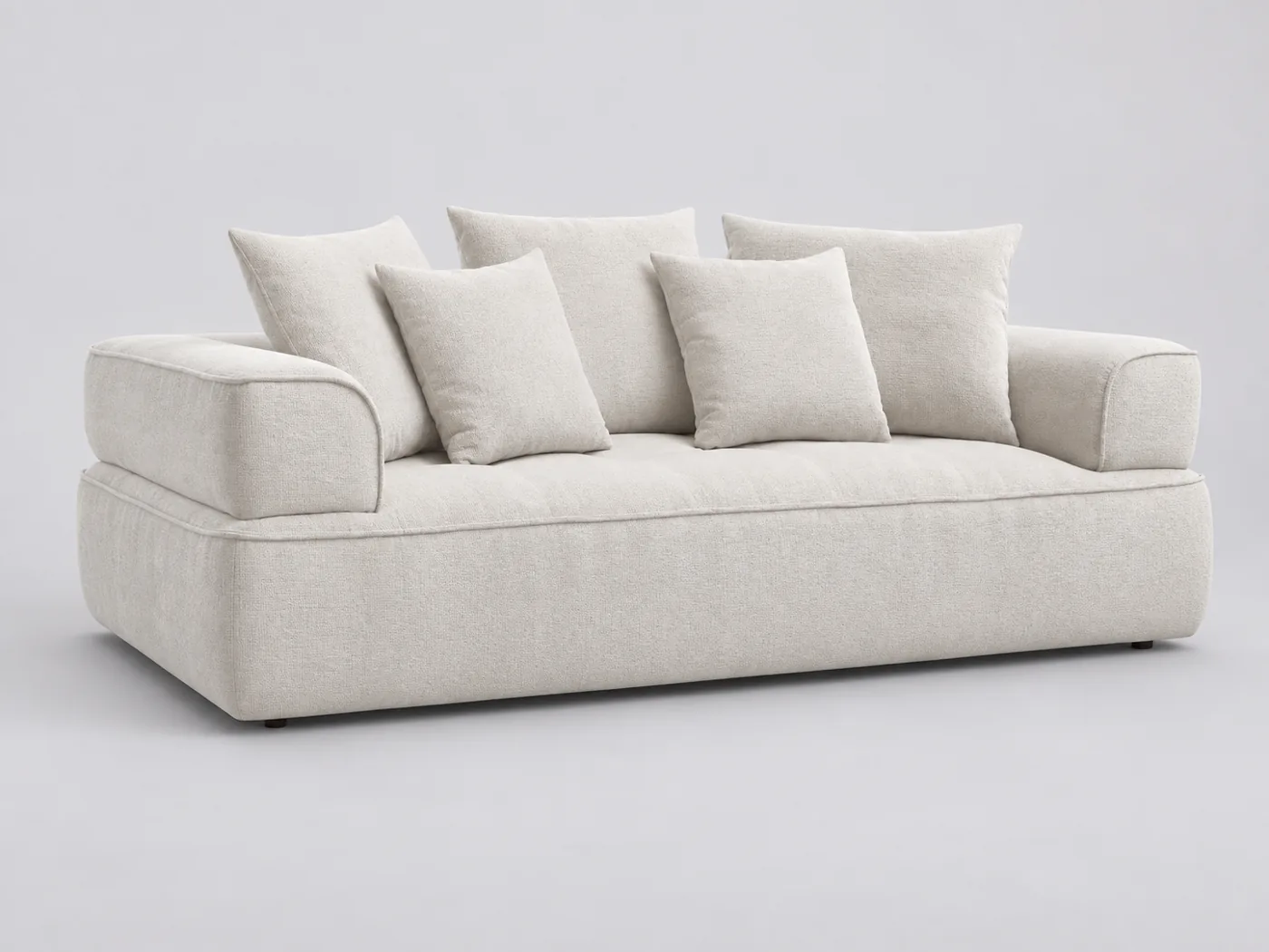 Canapé Whesley Bobochic, 3 places droit fixe, coloris beige