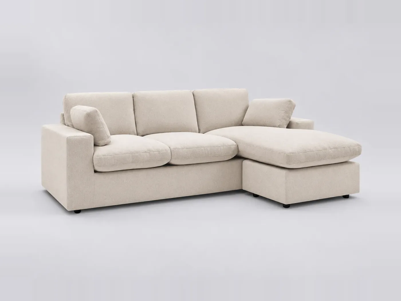 Canapé Belair Bobochic, 3 places d'angle fixe compact réversible, coloris beige