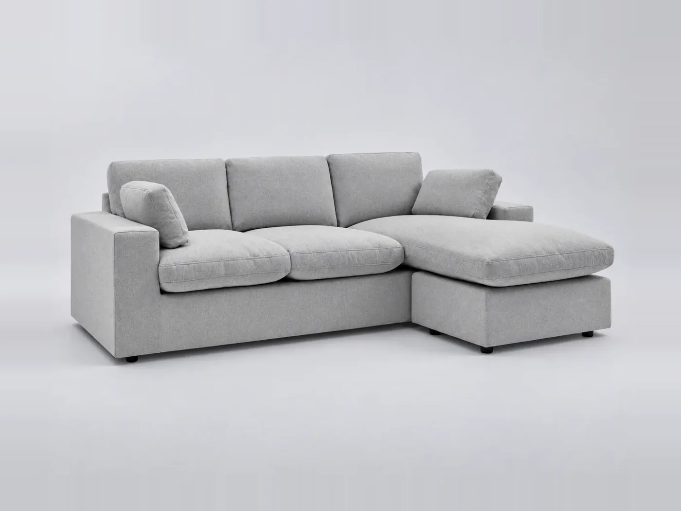 Canapé Belair Bobochic, 3 places d'angle fixe compact réversible, coloris gris clair