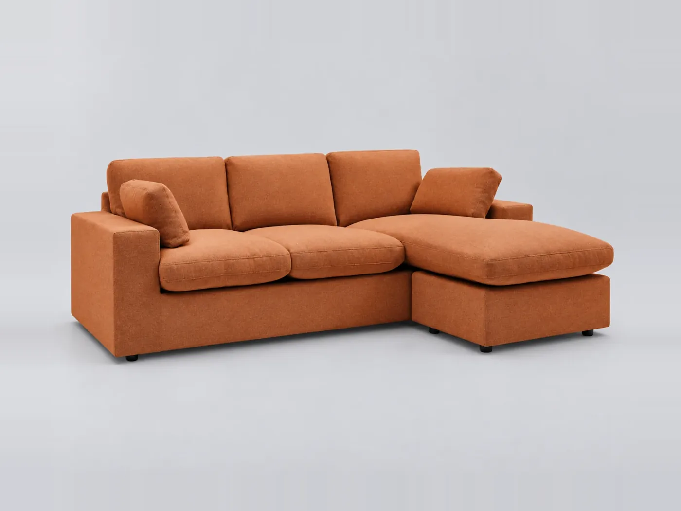 Canapé Belair Bobochic, 3 places d'angle fixe compact réversible, coloris orange
