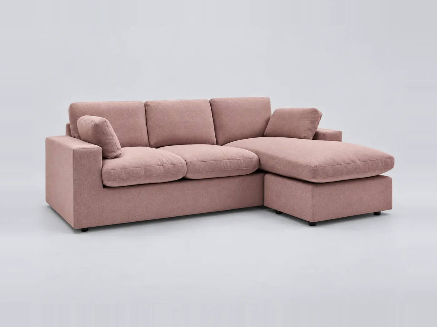 Canapé Belair Bobochic, 3 places d'angle fixe compact réversible, coloris rose