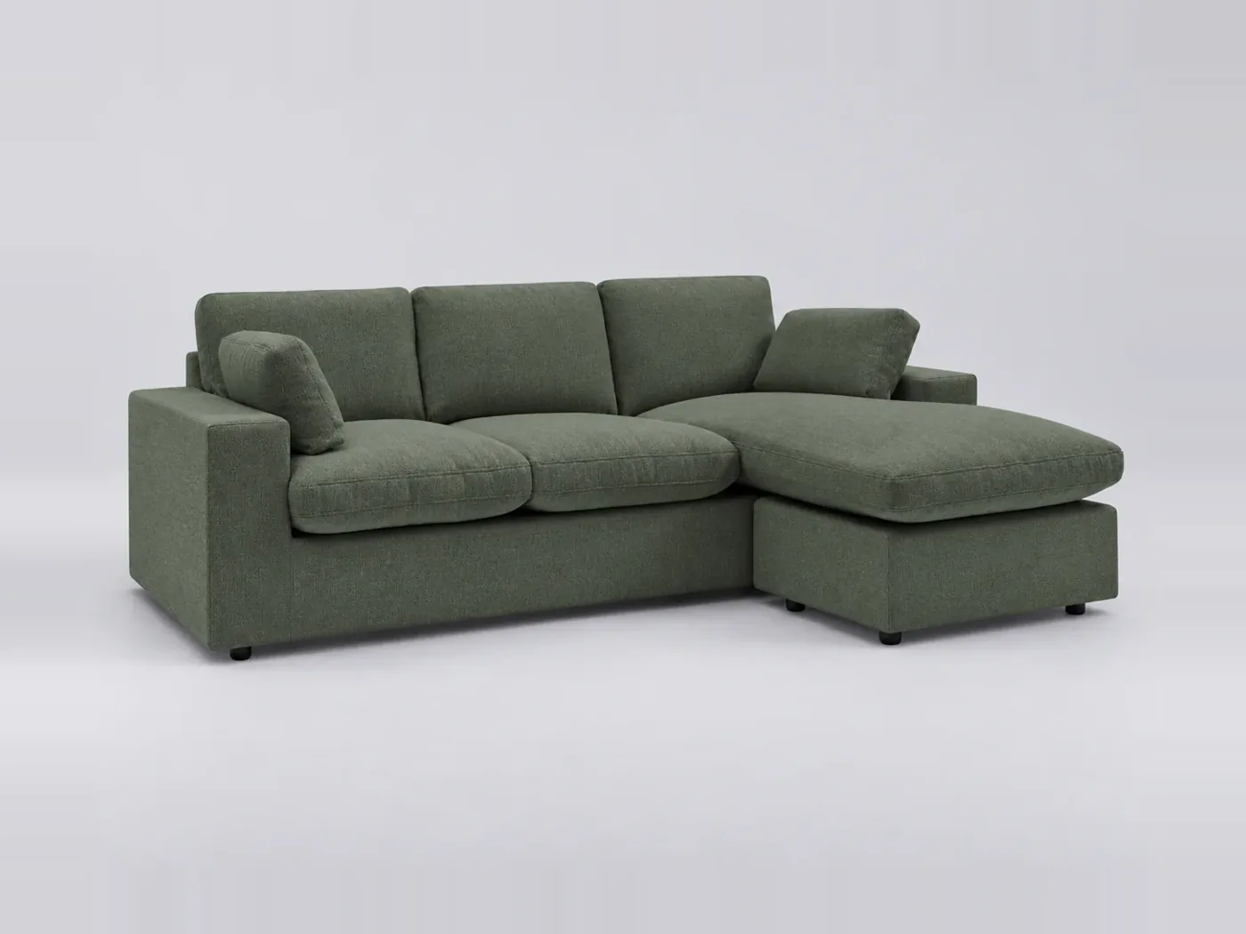 Canapé Belair Bobochic, 3 places d'angle fixe compact réversible, coloris vert