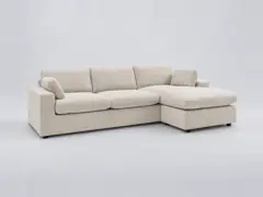 Canapé Belair Bobochic, 4 places d'angle fixe réversible, coloris beige
