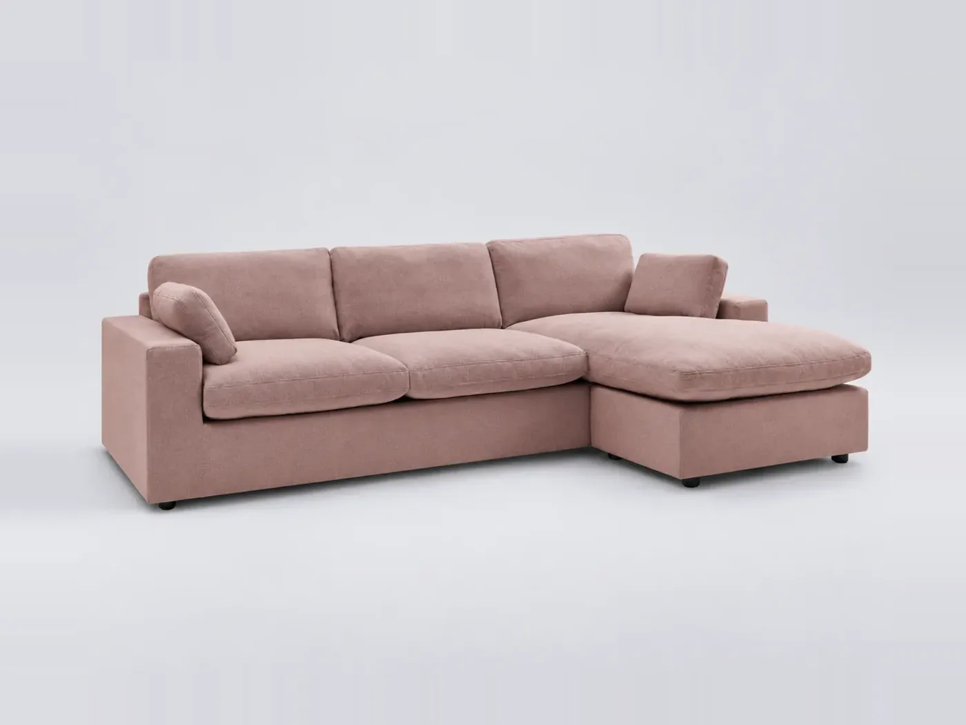 Canapé Belair Bobochic, 4 places d'angle fixe réversible, coloris rose