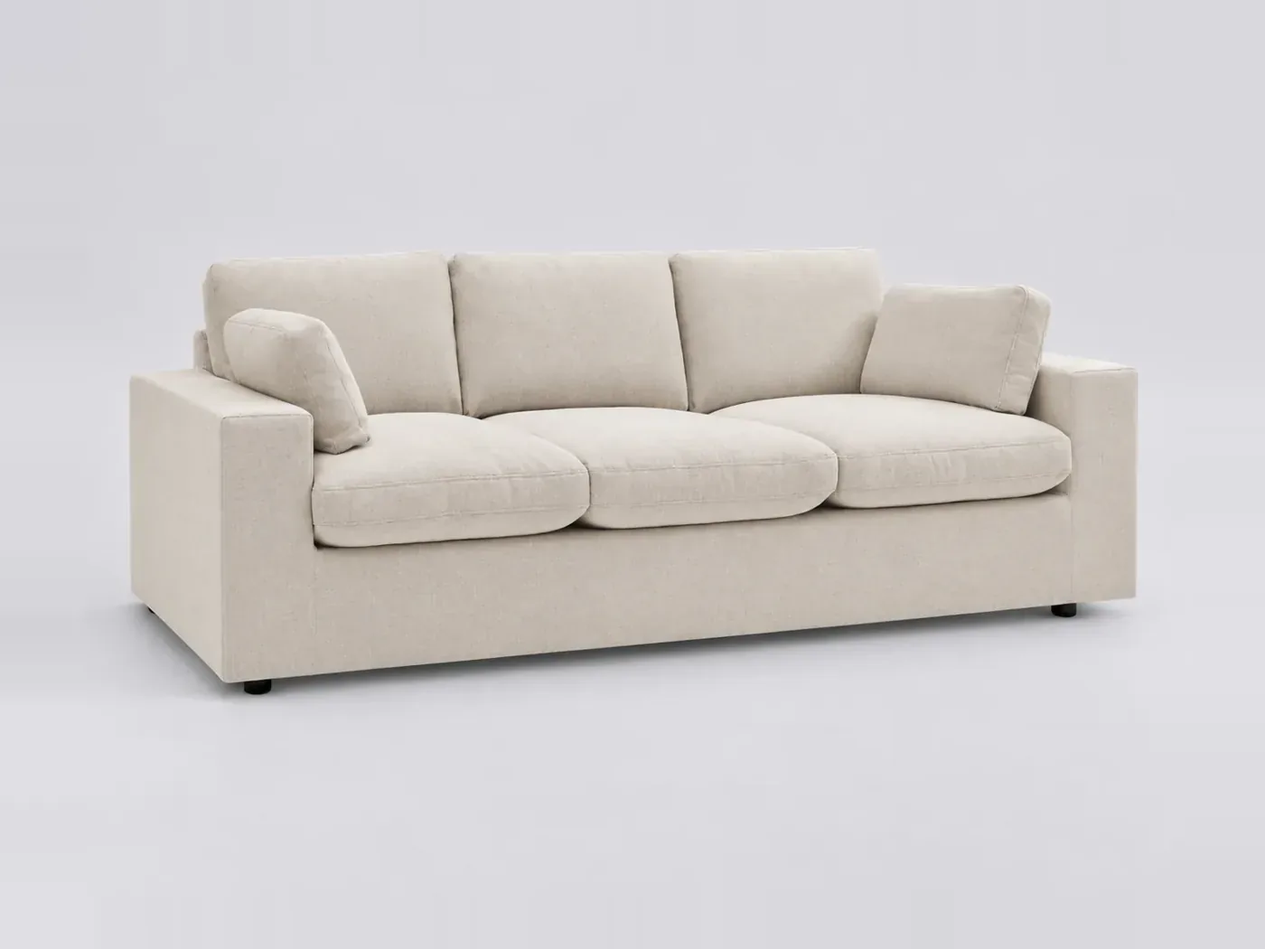 Canapé Belair Bobochic, 3 places droit fixe compact, coloris beige