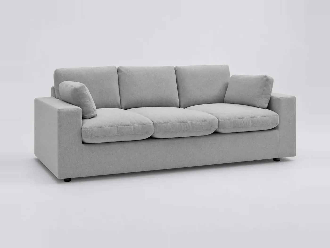 Canapé Belair Bobochic, 3 places droit fixe compact, coloris gris clair