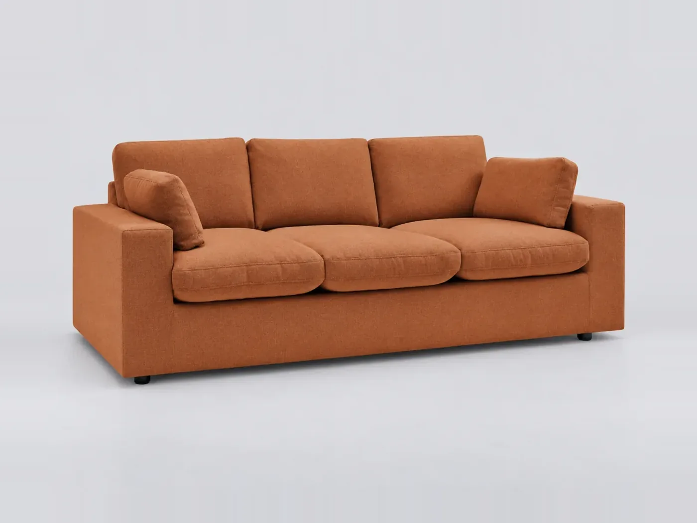 Canapé Belair Bobochic, 3 places droit fixe compact, coloris orange