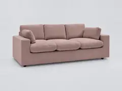 Canapé Belair Bobochic, 3 places droit fixe compact, coloris rose