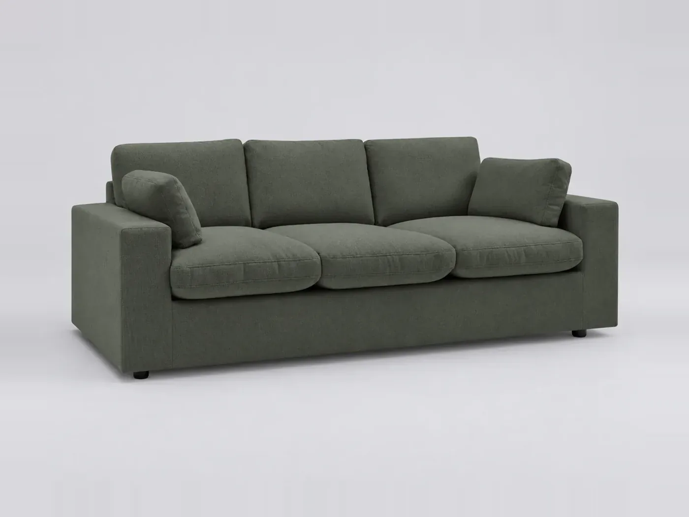 Canapé Belair Bobochic, 3 places droit fixe compact, coloris vert