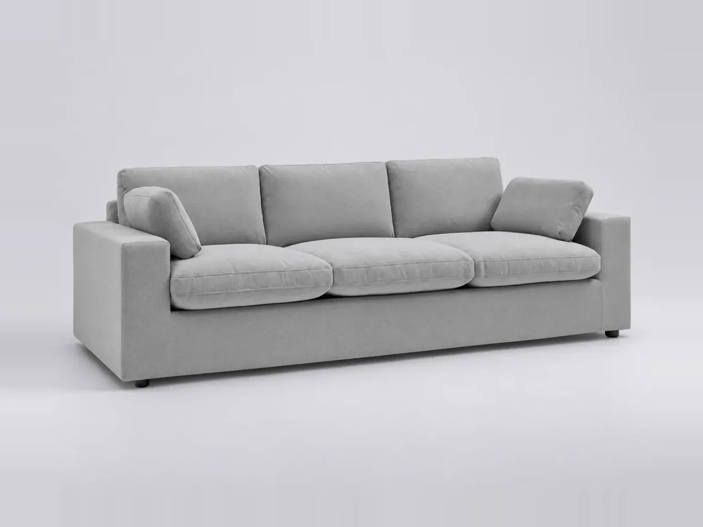 Canapé Belair Bobochic, 3 places droit fixe, coloris gris clair