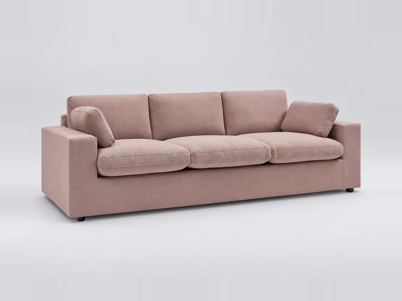Canapé Belair Bobochic, 3 places droit fixe, coloris rose