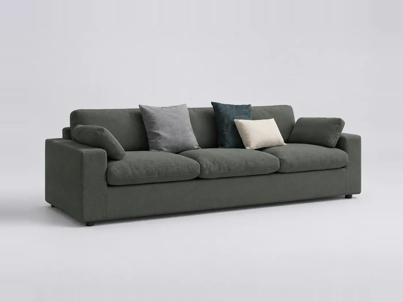 Canapé Belair Bobochic, 4 places droit fixe, coloris vert