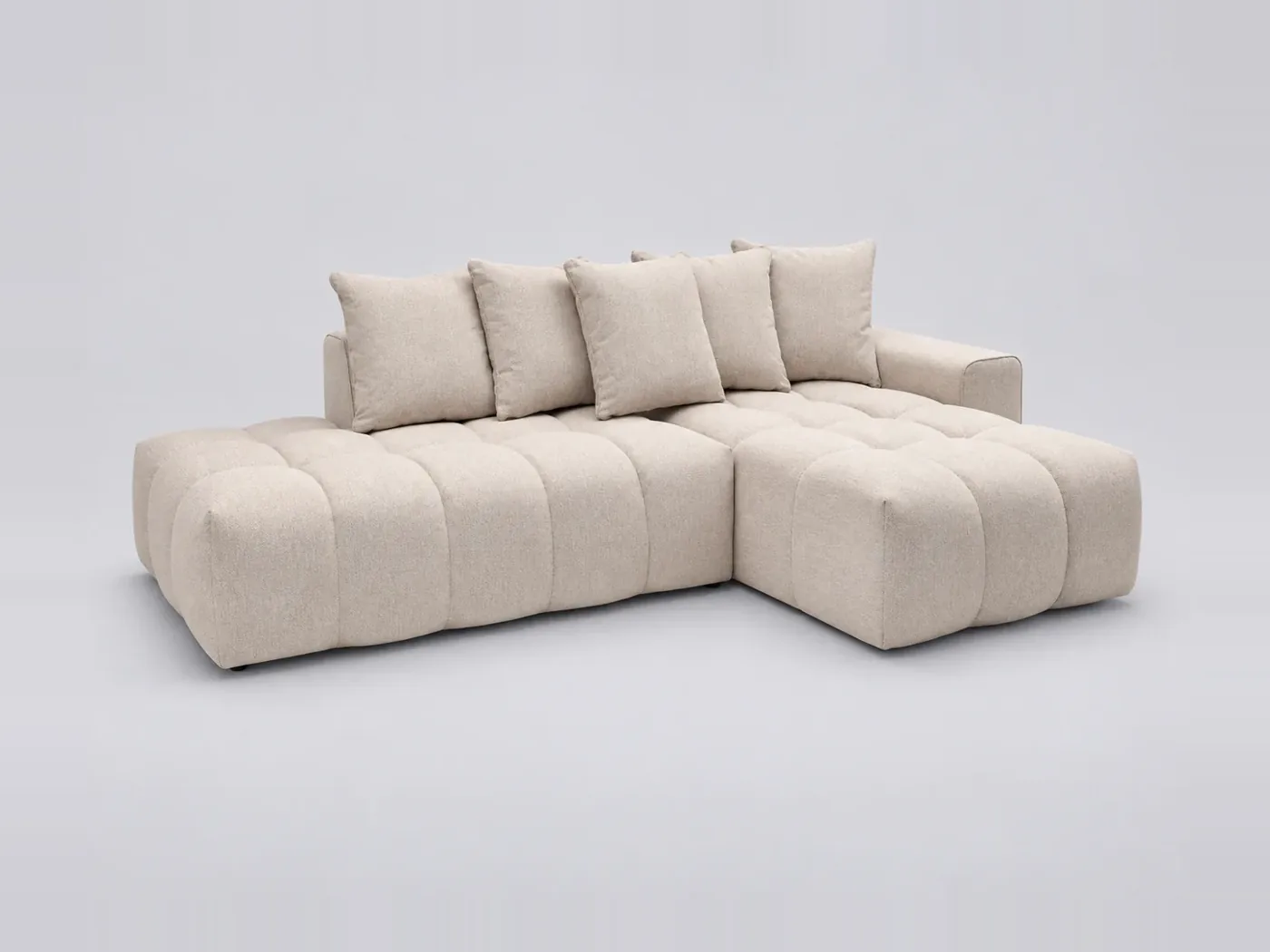 Canapé Mont Blanc Bobochic, 3 places d'angle fixe, coloris beige