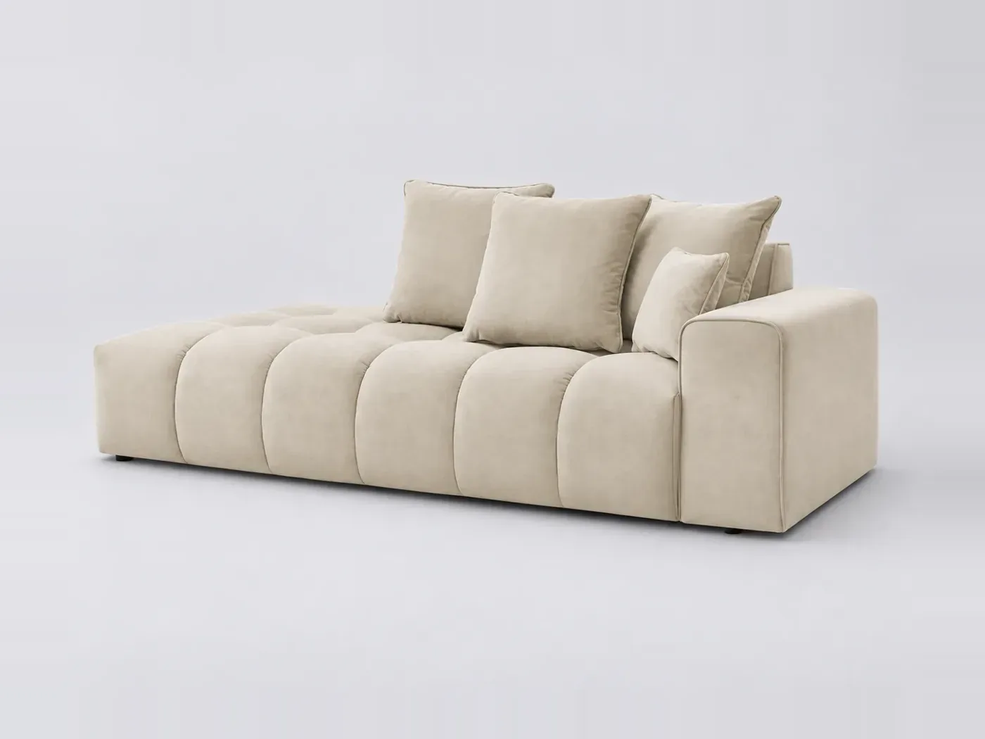 Canapé Mont Blanc Bobochic, 4 places droit fixe, velours, coloris beige