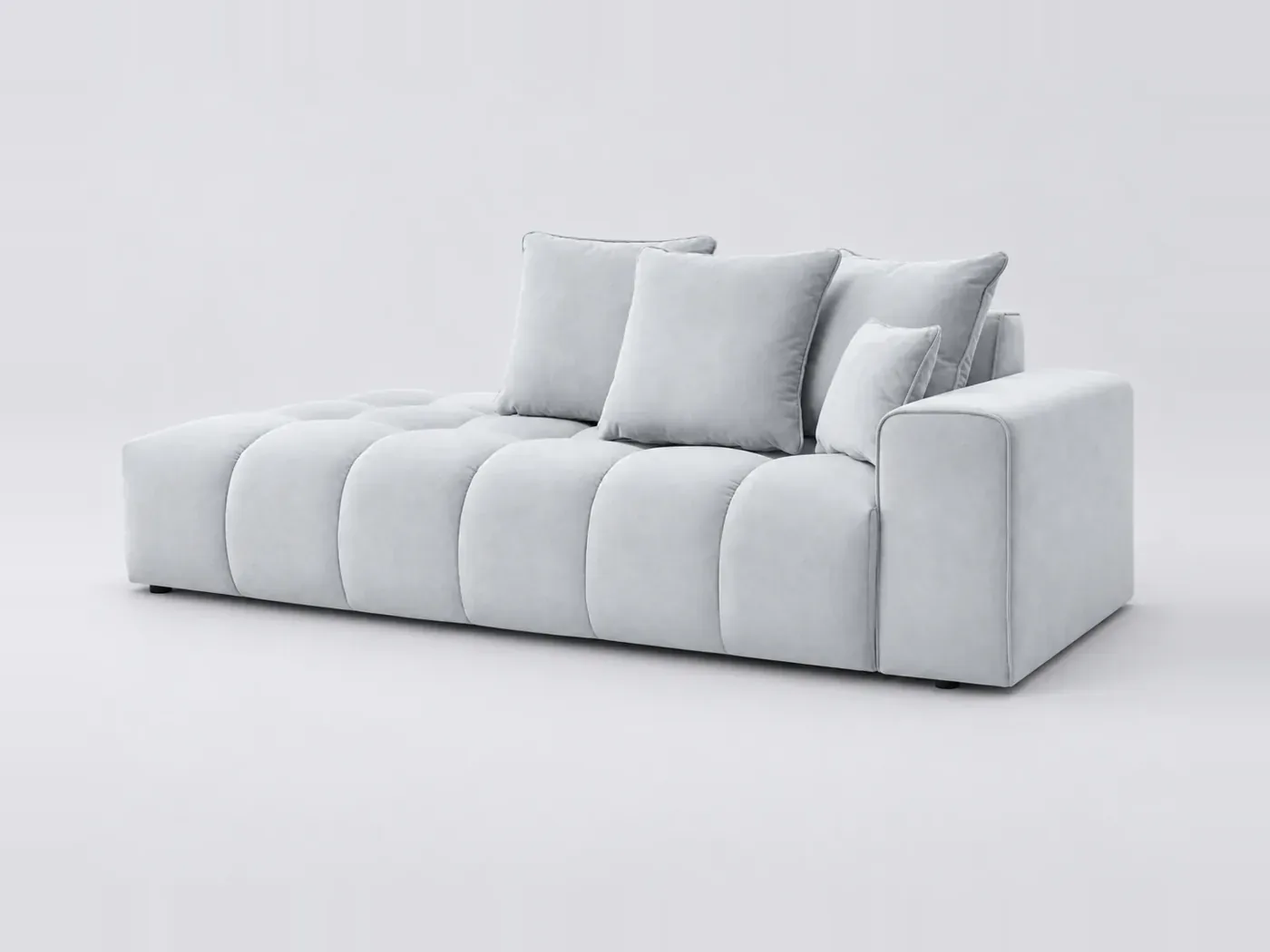 Canapé Mont Blanc Bobochic, 4 places droit fixe, velours, coloris gris clair
