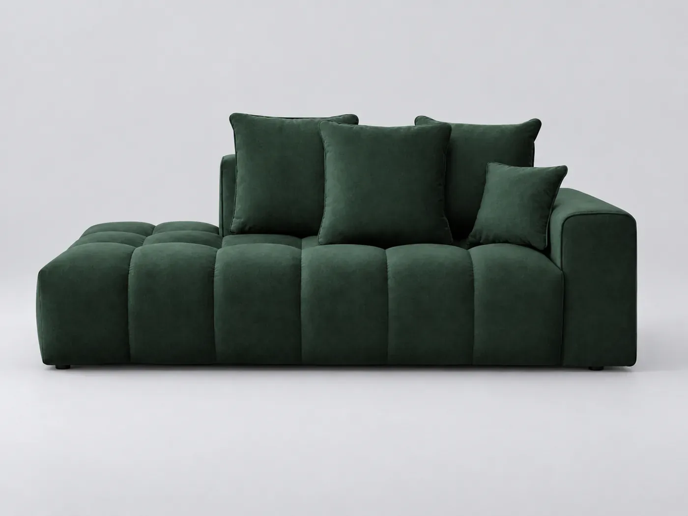 Canapé Mont Blanc Bobochic, 4 places droit fixe, velours, coloris vert
