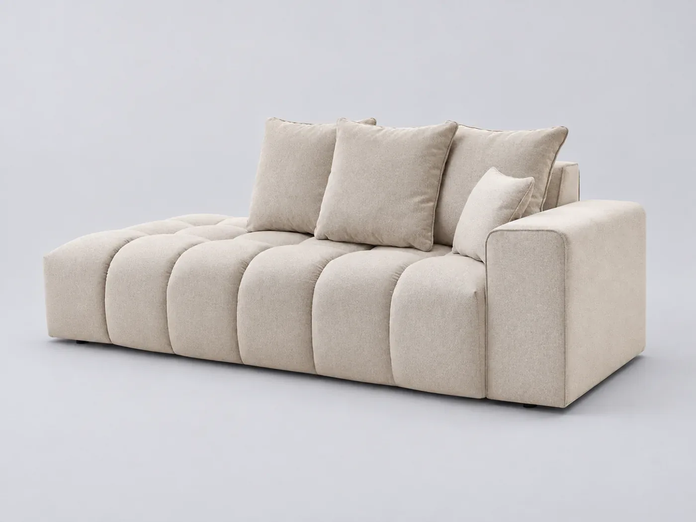 Canapé Mont Blanc Bobochic, 4 places droit fixe, coloris beige