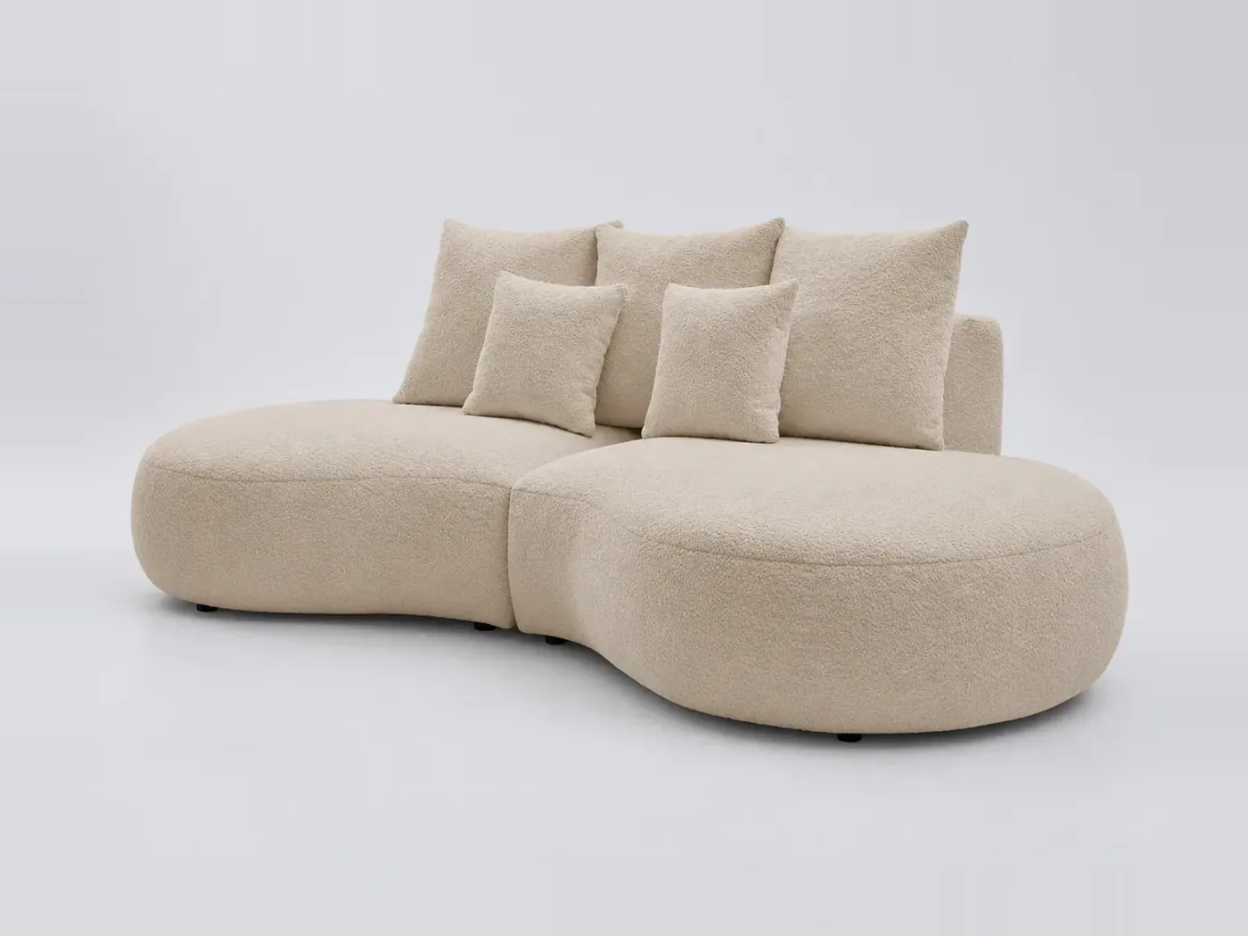 Canapé Saint Germain Bobochic, 3 places droit fixe, bouclette, coloris beige