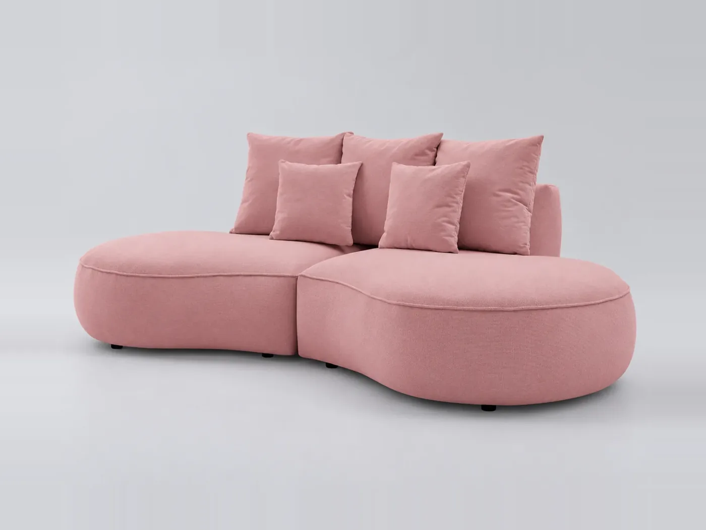 Canapé Saint Germain Bobochic, 3 places droit fixe, coloris rose