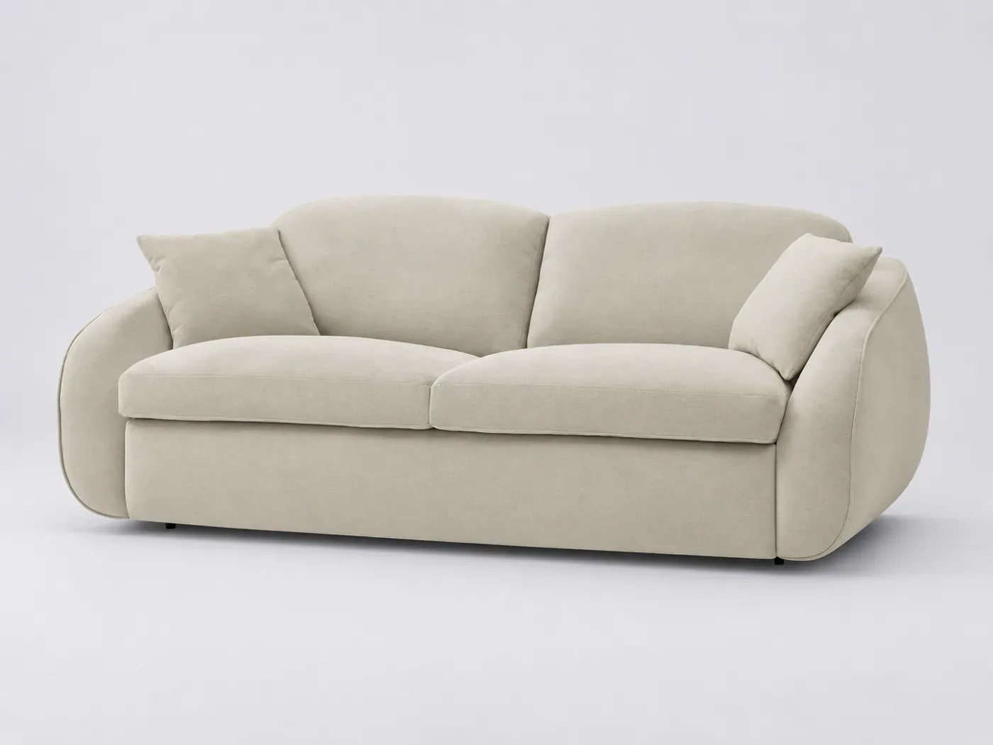 Canapé Cezane Bobochic, 3 places droit convertible express couchage 160x194, tissu lisse, coloris beige