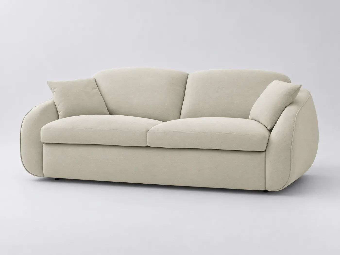 Canapé Cezane Bobochic, 3 places droit convertible express couchage 140x194, tissu lisse, coloris beige