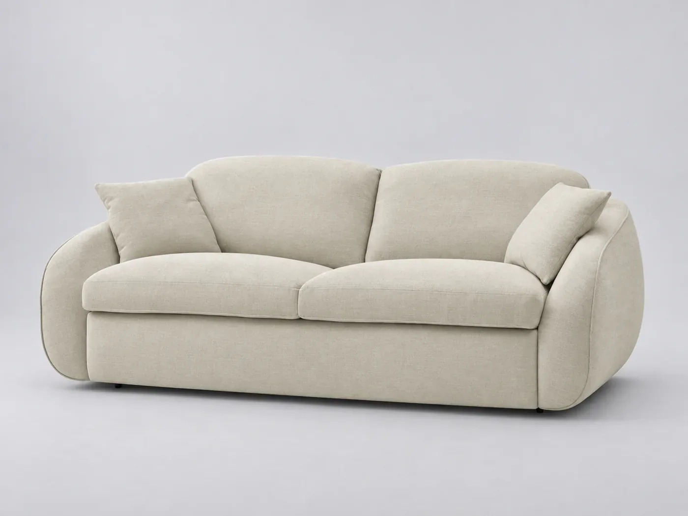 Canapé Cezane Bobochic, 3 places droit convertible, bouclette, coloris beige
