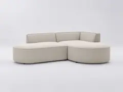 Canapé Rousseau Bobochic, 4 places d'angle fixe, tissu chiné, coloris beige