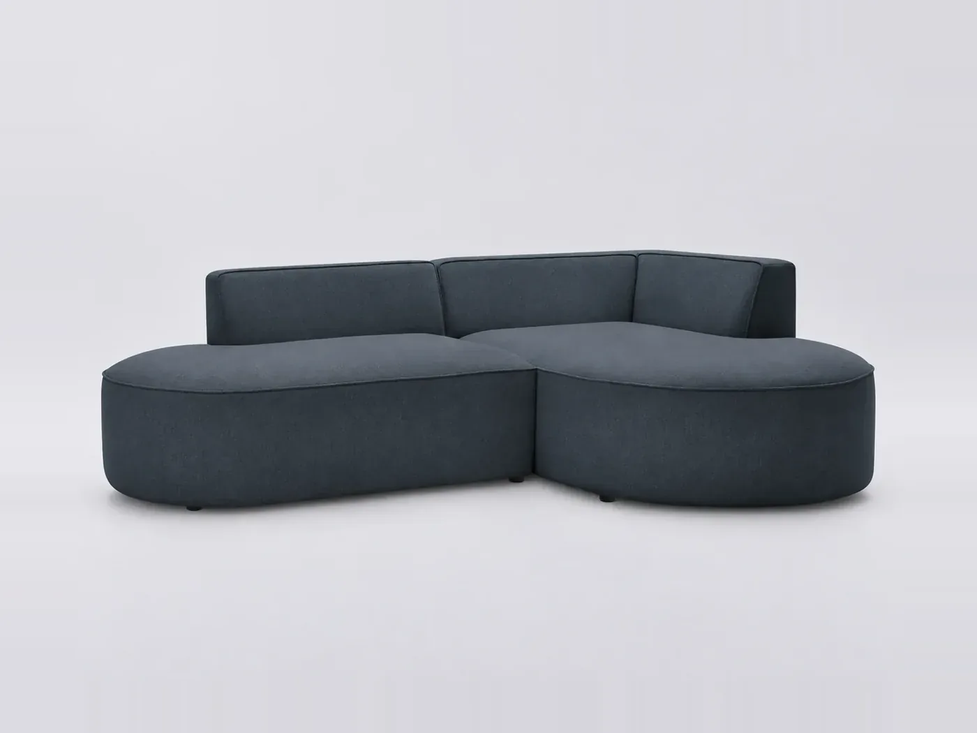 Canapé Rousseau Bobochic, 4 places d'angle fixe, tissu chiné, coloris bleu foncé