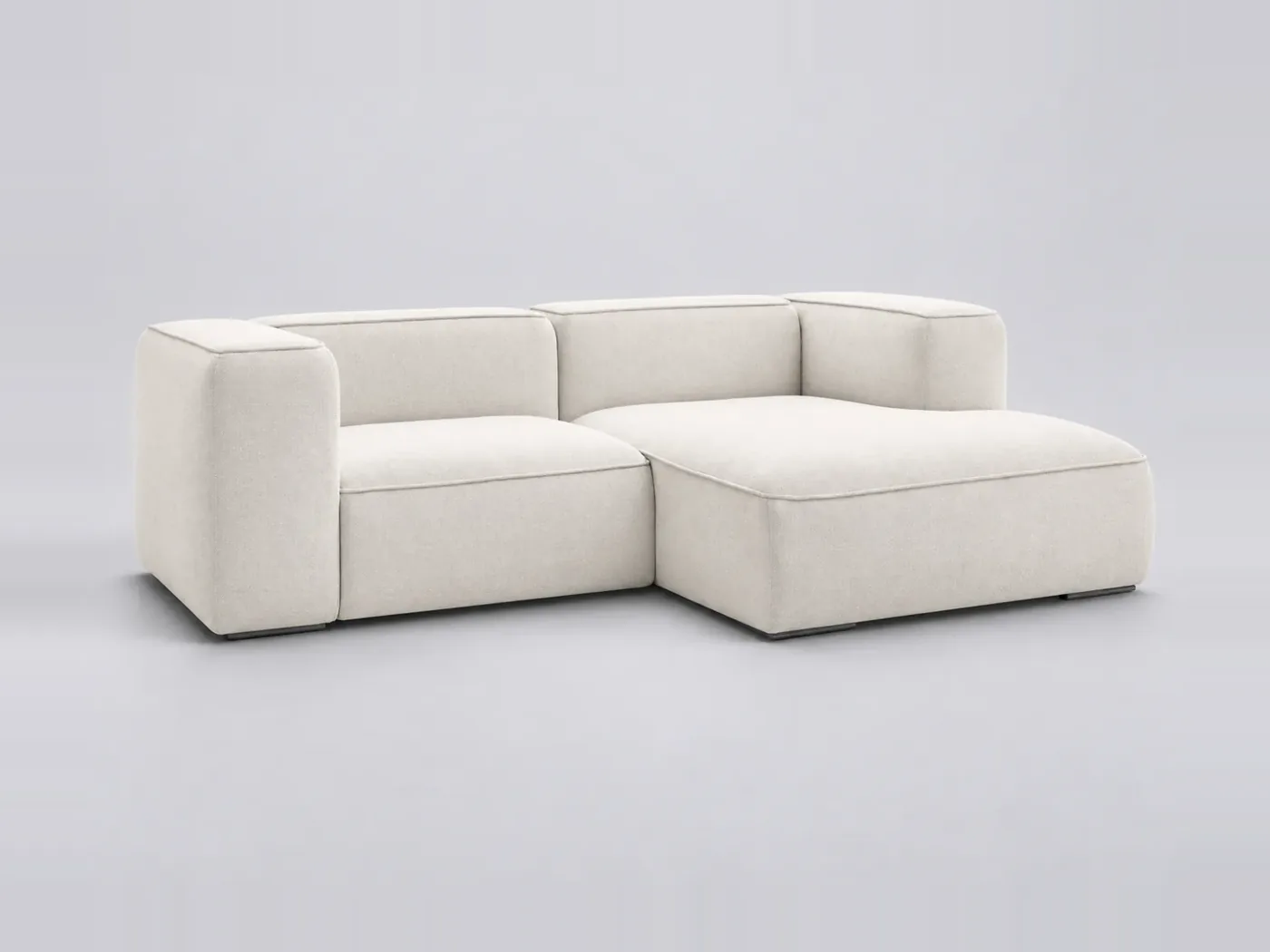 Canapé Zephyr Bobochic, 3 places d'angle fixe compact, coloris blanc