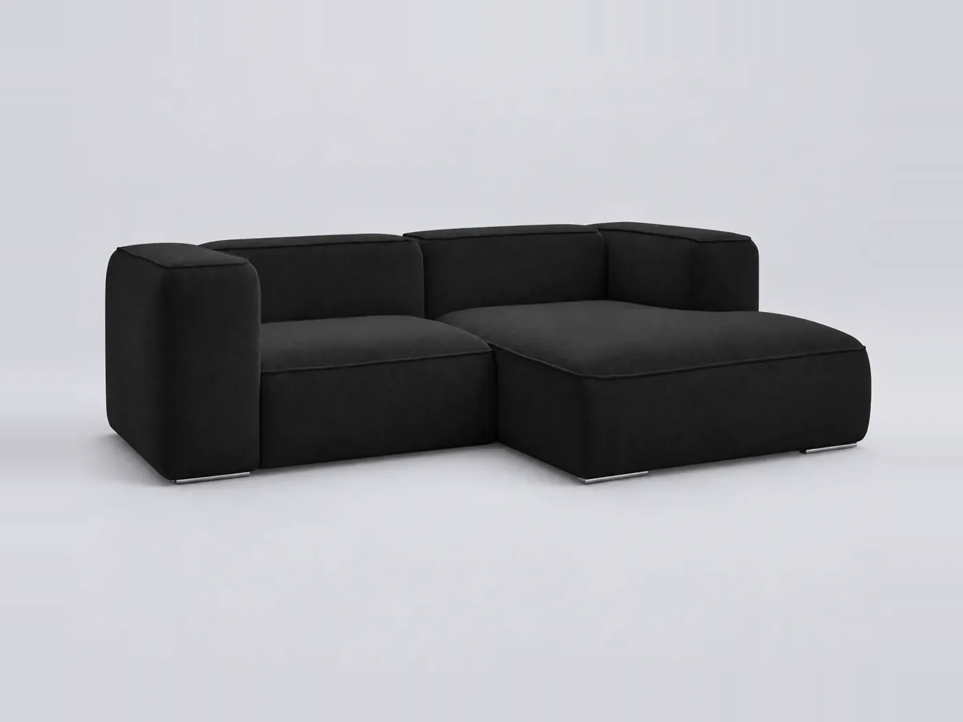 Canapé Zephyr Bobochic, 3 places d'angle fixe compact, coloris noir