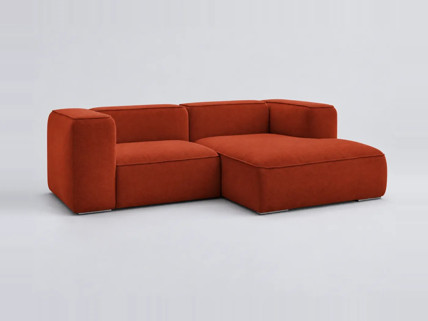 Canapé Zephyr Bobochic, 3 places d'angle fixe compact, coloris orange