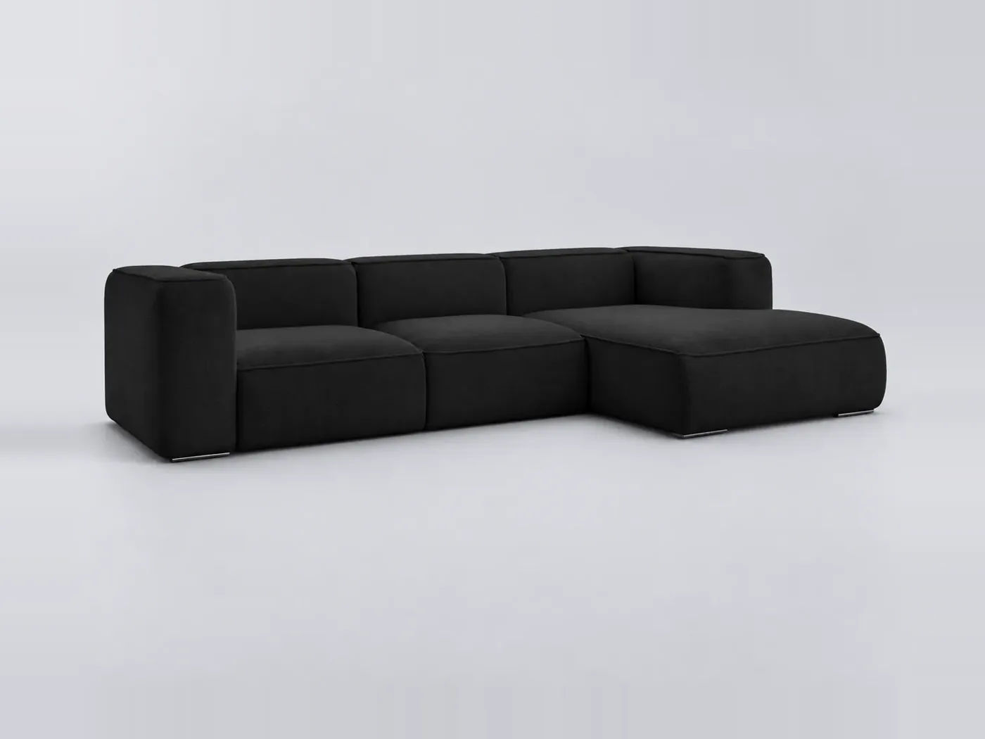 Canapé Zephyr Bobochic, 4 places d'angle fixe, coloris noir