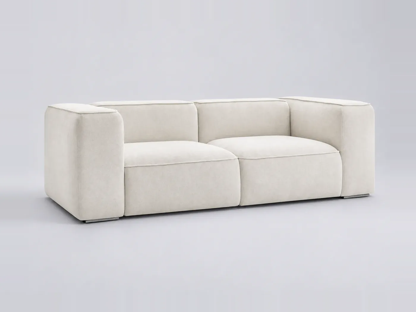 Canapé Zephyr Bobochic, 2 places droit fixe, coloris blanc