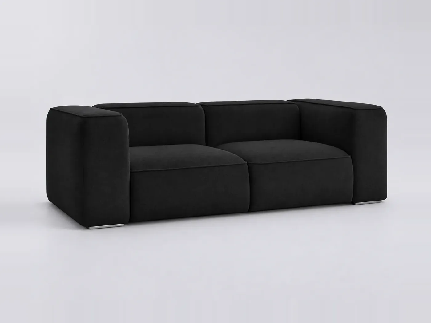 Canapé Zephyr Bobochic, 2 places droit fixe, coloris noir