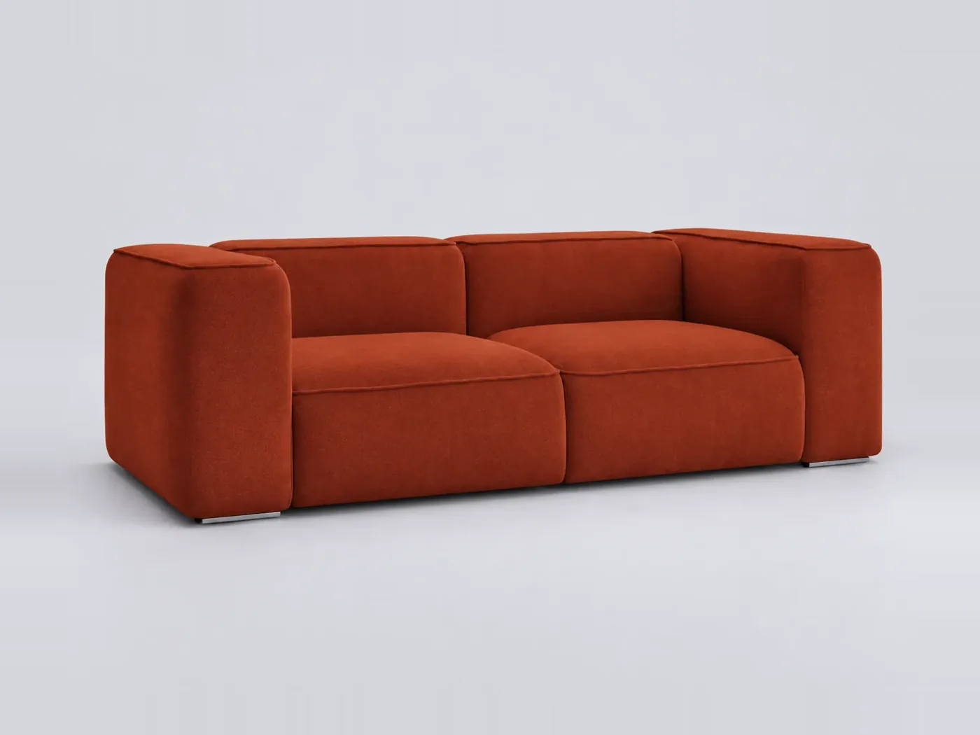 Canapé Zephyr Bobochic, 2 places droit fixe, coloris orange