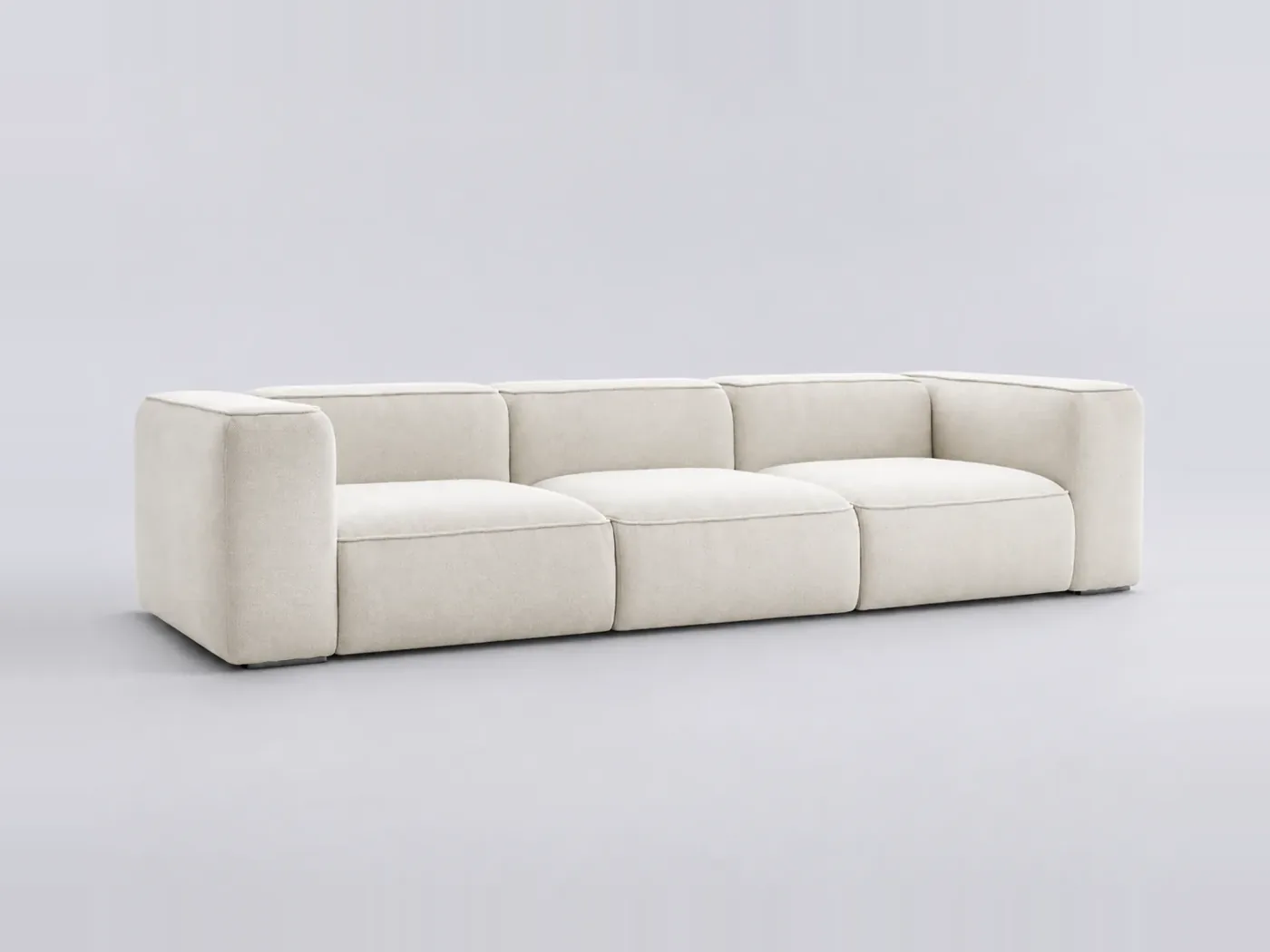 Canapé Zephyr Bobochic, 3 places droit fixe, coloris blanc