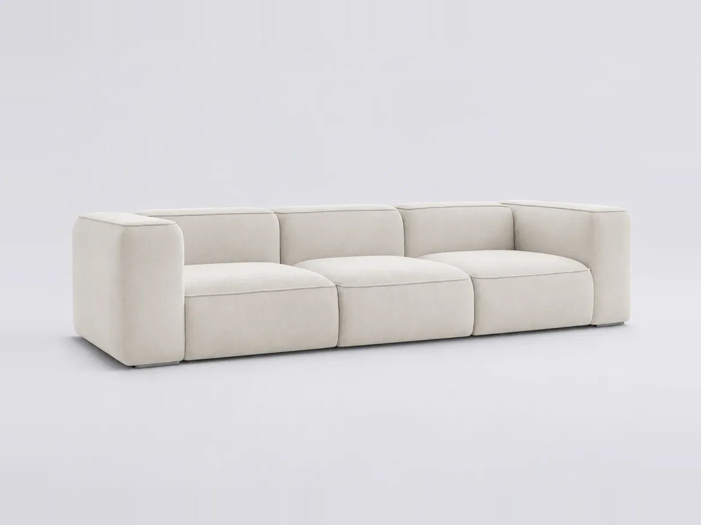 Canapé Zephyr Bobochic, 3 places droit fixe, coloris blanc