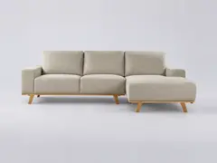 Canapé Nora Maisons du Monde, 3 places d'angle fixe, tissu, coloris beige