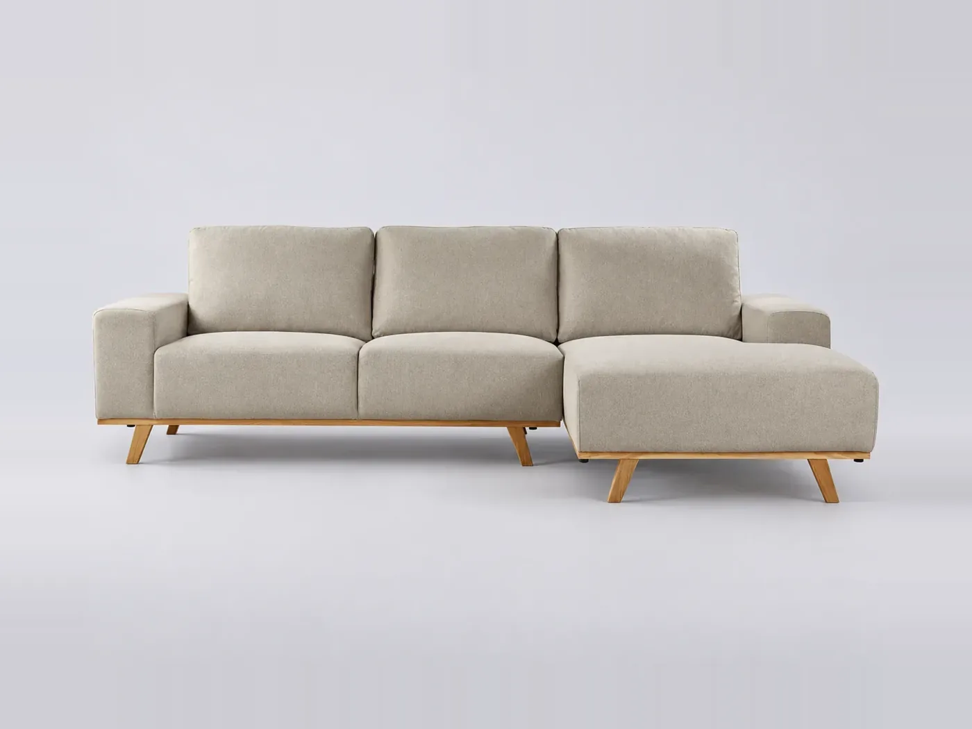Canapé Nora Maisons du Monde, 3 places d'angle fixe, tissu, coloris beige