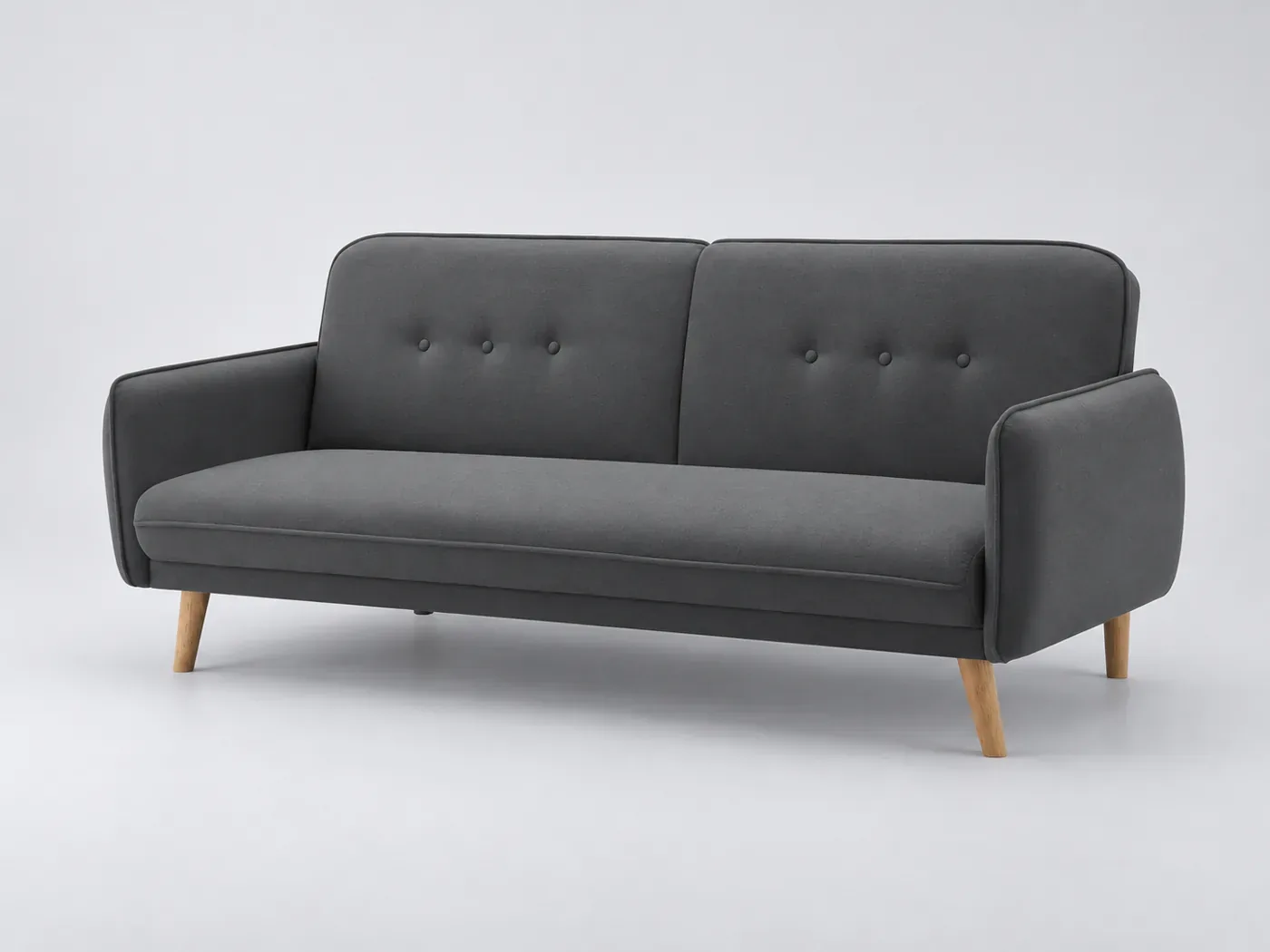 Canapé Nora Maisons du Monde, 3 places droit convertible, tissu, coloris gris fonce