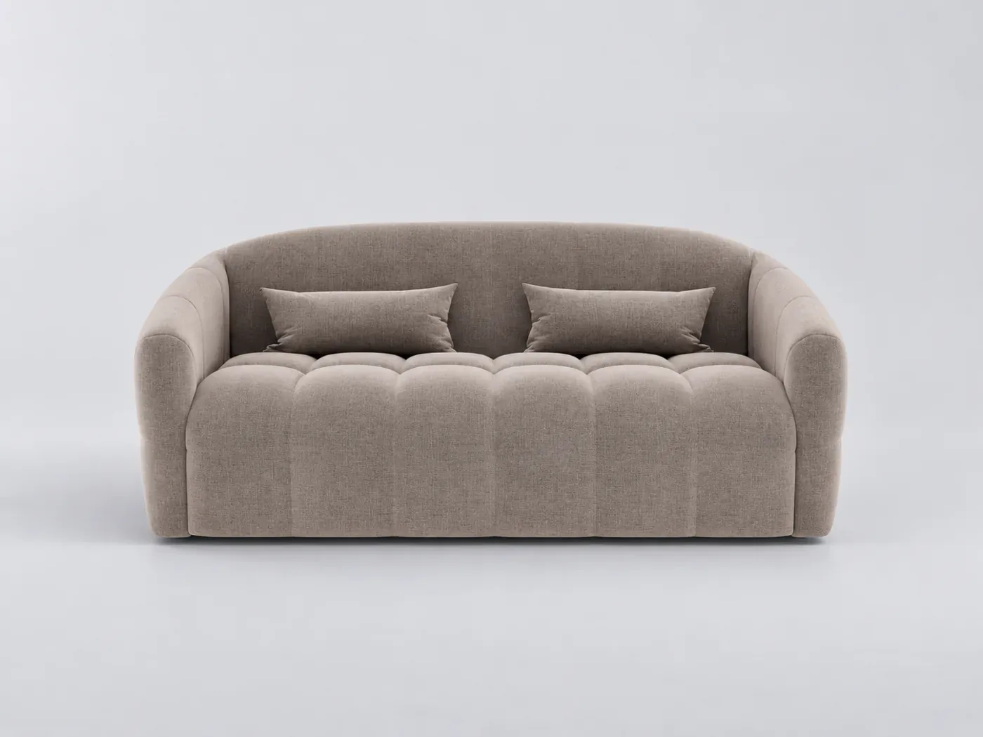 Canapé Nora Maisons du Monde, 3 places droit convertible, velours, coloris taupe